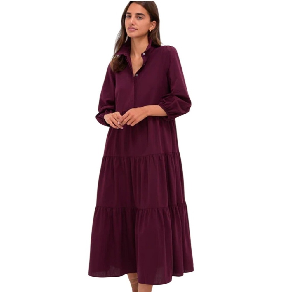 Pomander Place Mabel Maxi Dress XXXL Winetasting Tiered Cotton Cottage Prairie